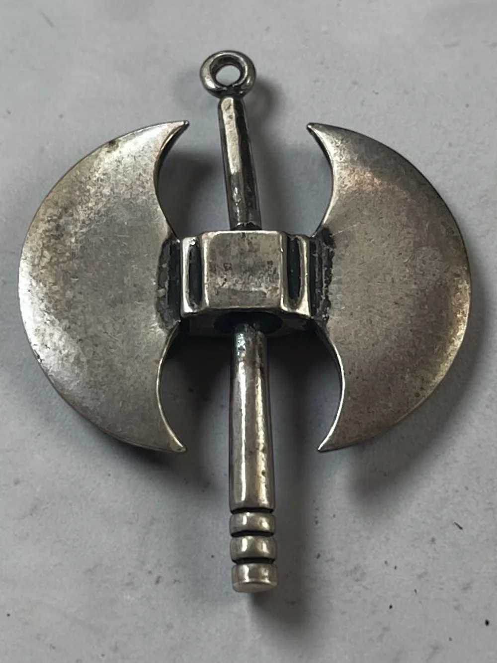 Sterling Silver Double Bladed Battle Axe Pendant